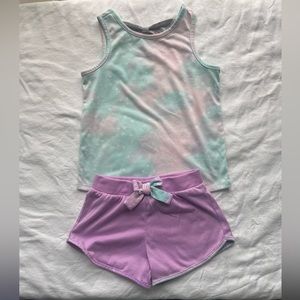 Multicolored Girl 2-Piece Lounge Set - Shorts & Sleeveless Shirt Size Small 7/8